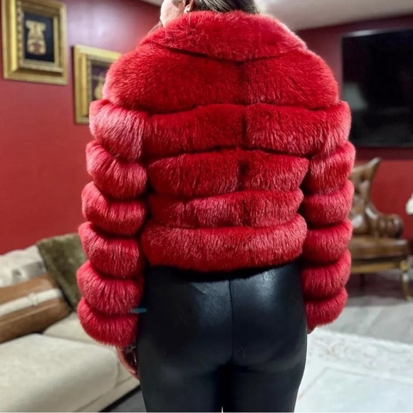 Women Fur Coat Thick Warm  Fur Jacket Red - Picture 2 of 5